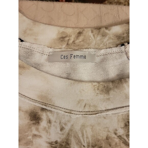 Ces Femme Womens Stretch Knit Top Tie Dye Animal Print Mixed Media‎ Boho Small - Picture 5 of 6